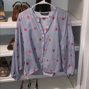 Zara Stripped Button Down Blouse